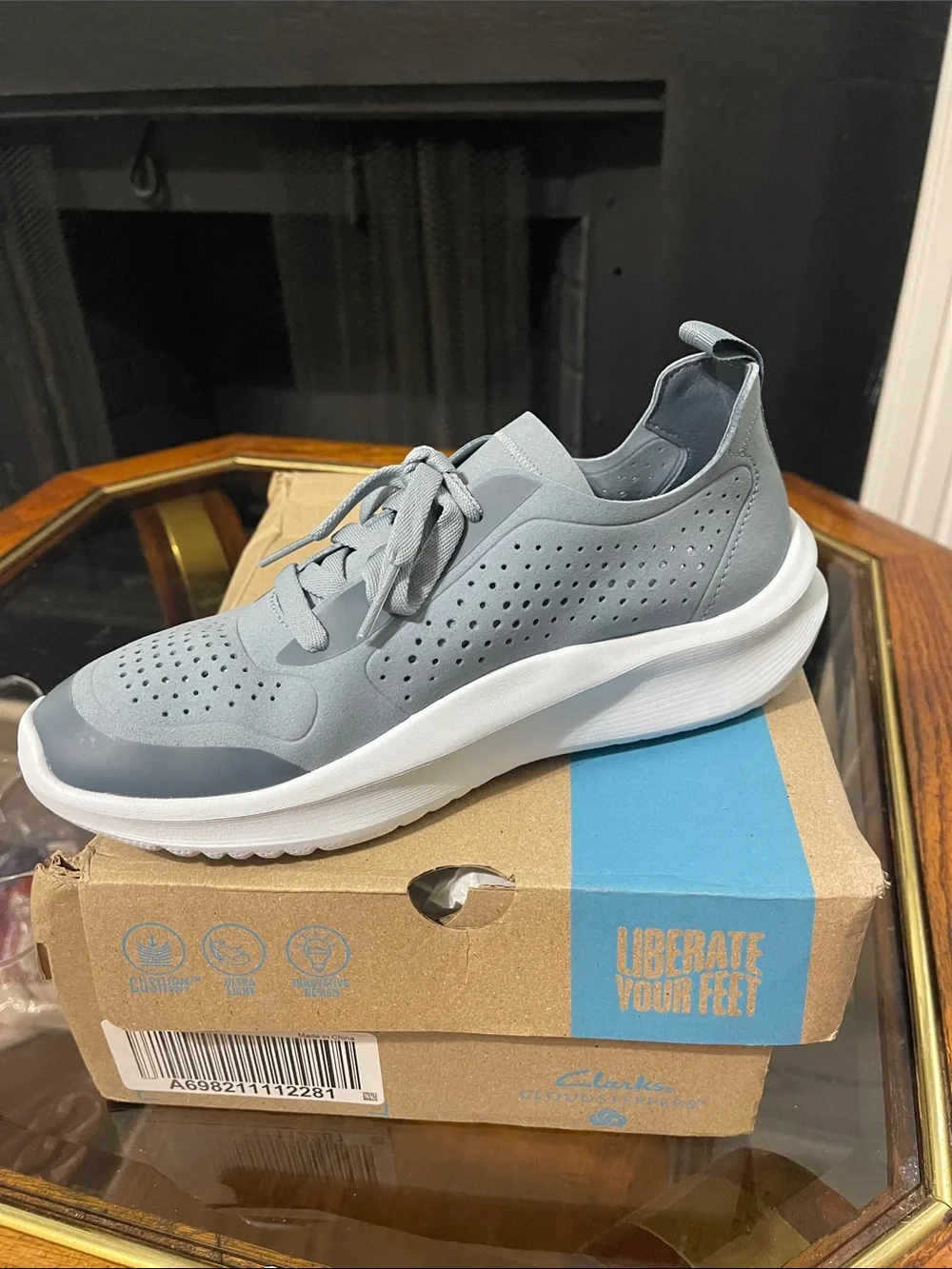 Clarks Light Blue Perforated Lace-Up Comfort Sneaker